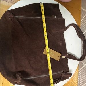 Suede Brown Tote Bag XL expandable